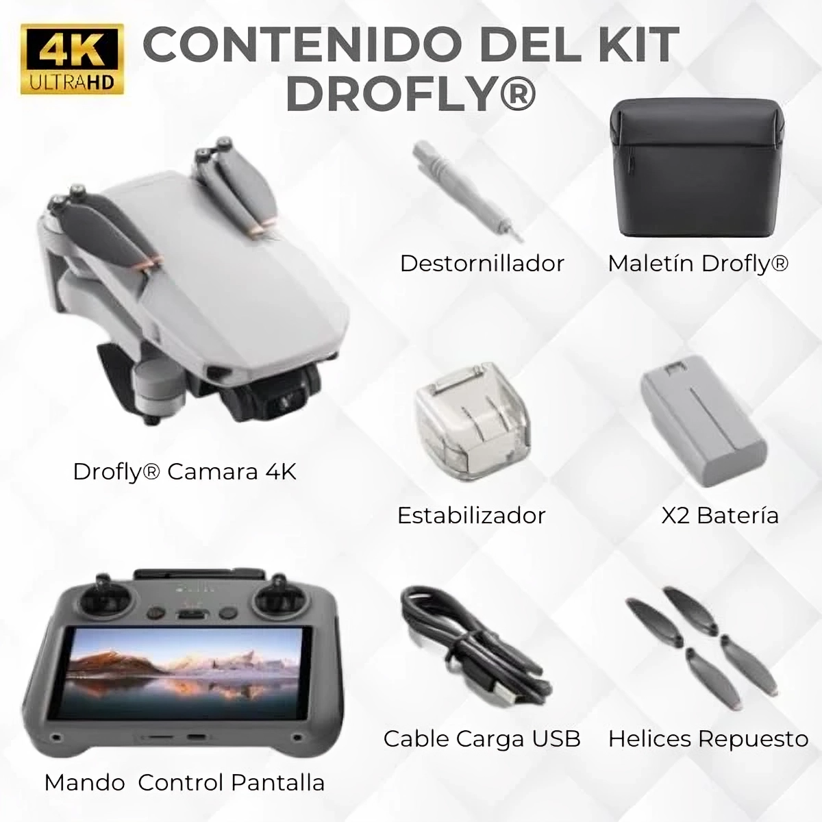 Drofly®️ - Dron con doble cámara Full HD 4K (+2 Baterías y Maletín GRATIS)